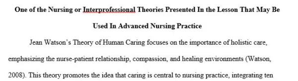 NR581NP Week 3 Nursing or Interprofessional Theories