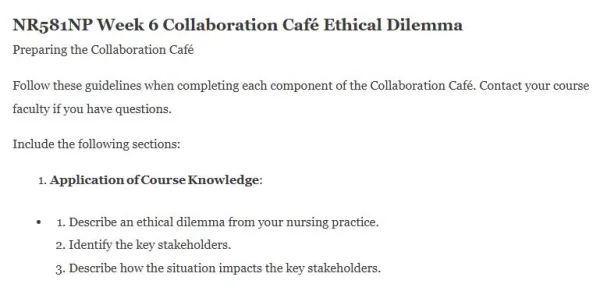 NR581NP Week 6 Collaboration Café Ethical Dilemma