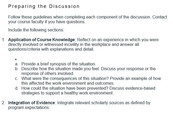 NR581NP Week 7 Discussion Incivility in the Workplace