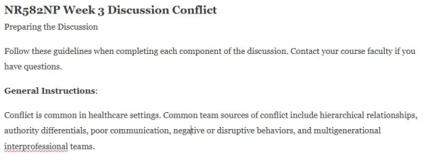 NR582NP Week 3 Discussion Conflict