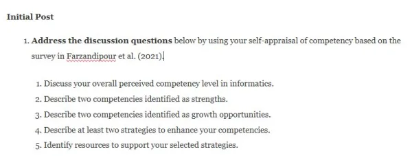 NR583NP Week 1 Discussion Nursing Informatics Self-Assessment 