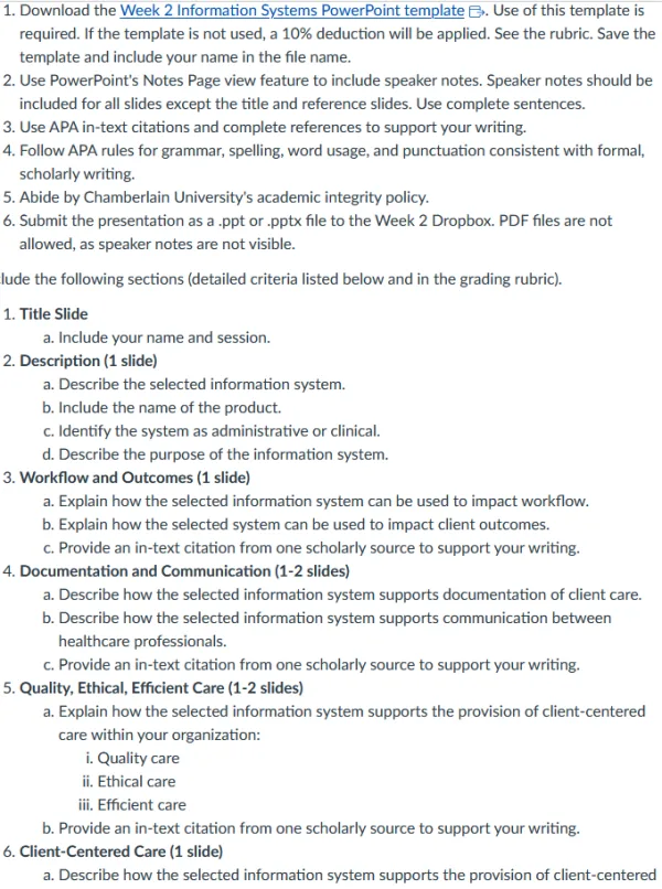 NR583NP Week 2 Assignment Information Systems Evaluation 2