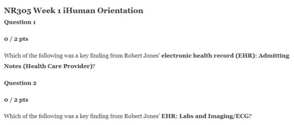NR305 Week 1 iHuman Orientation