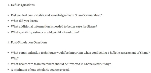 NR305 Week 2 Shane Peterson iHuman Virtual Patient Encounter Case