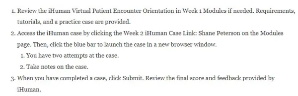 NR305 Week 2 Shane Peterson iHuman