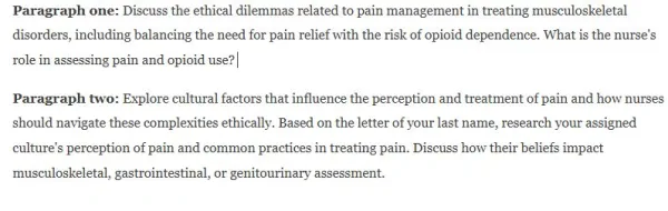 NR305 Week 5 Discussion Musculoskeletal and Gastrointestinal Assessment