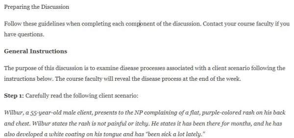 NR507 Week 1 Discussion Client Scenario