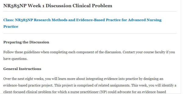 NR585NP Week 1 Discussion Clinical Problem