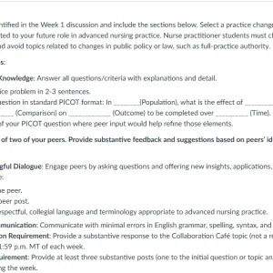 NR585NP Week 2: Collaboration Café PICOT Question