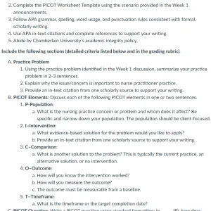 NR585NP Week 2 PICOT Question Worksheet