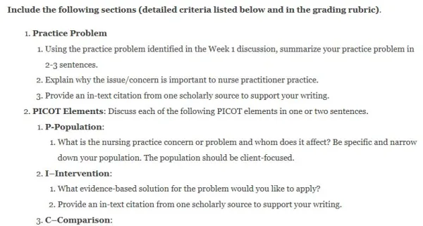 NR585NP Week 2 PICOT Question Worksheet
