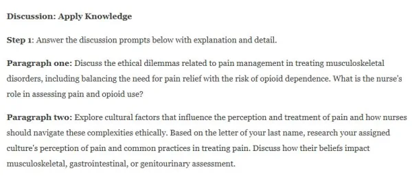 Week 5 Musculoskeletal and Gastrointestinal Assessment