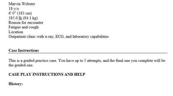 NR509 Week 2 Case: Practice Case Marvin Webster