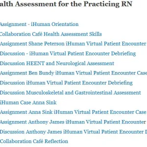 NR305 Health Assessment for the Practicing RN