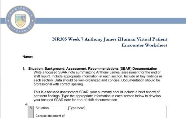 NR305 Week 7 Assignment: Anthony James iHuman Virtual Patient Encounter - Image 4