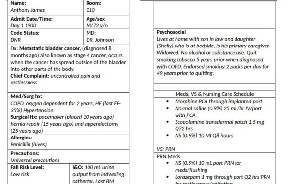 NR305 Week 7 iHuman Case Anthony James