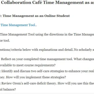 NR351 Week 1 Collaboration Café Time Management as an Online Student