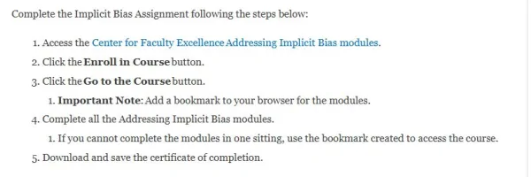 NR351 Week 3 Assignment Implicit Bias Training