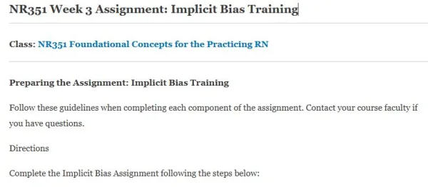 NR351 Week 3 Assignment Implicit Bias Training