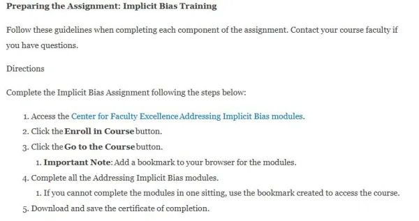 NR351 Week 3 Assignment: Implicit Bias Training