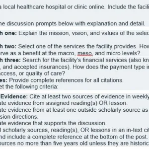 NR351 Week 5 Discussion Analyzing a Healthcare Facility