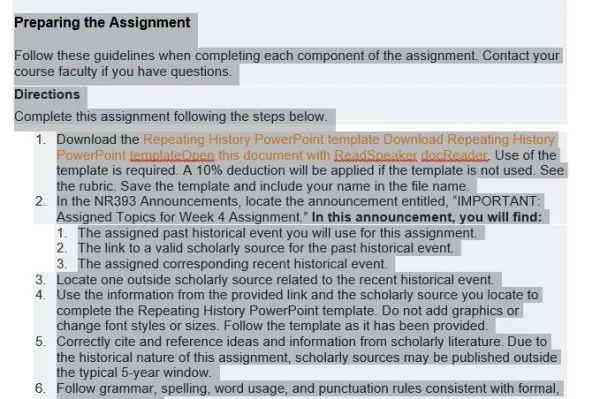 NR393 Week 4 Assignment Repeating History