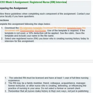 NR393 Week 6 Assignment Registered Nurse (RN) Interview