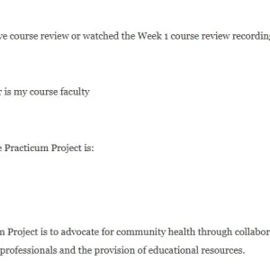 NR436 Week 2 Practicum Mentorship and Project Check-In