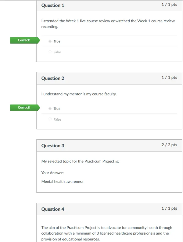 NR436 Week 2 Practicum Mentorship and Project Check-In