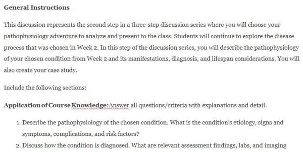 NR507 Week 5 Discussion Choose Your Own Pathophysiology Adventure Part 2 of 3