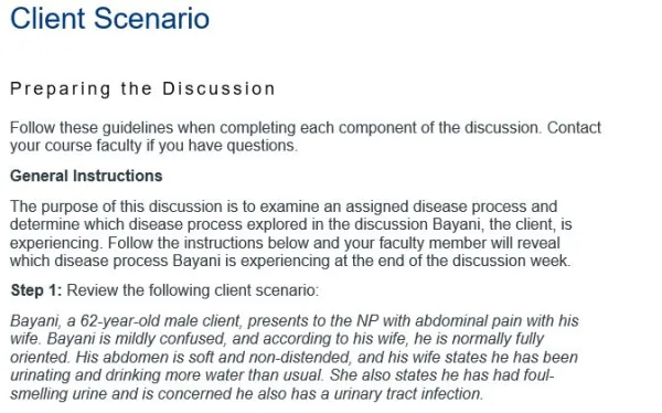 NR507 Week 6 Discussion Client Scenario