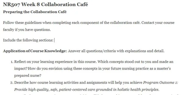 NR507 Week 8 Collaboration Café 2