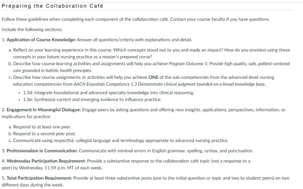 NR507 Week 8 Collaboration Café