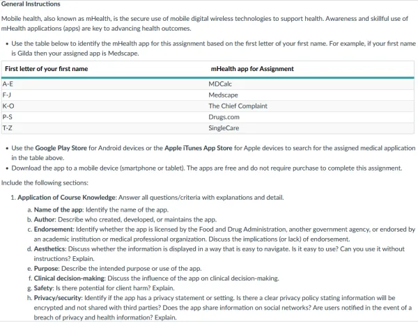 NR583NP Week 3 Discussion mHealth