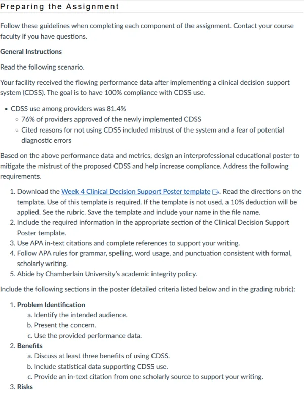 NR583NP Week 4 Assignment Clinical Decision Support Poster