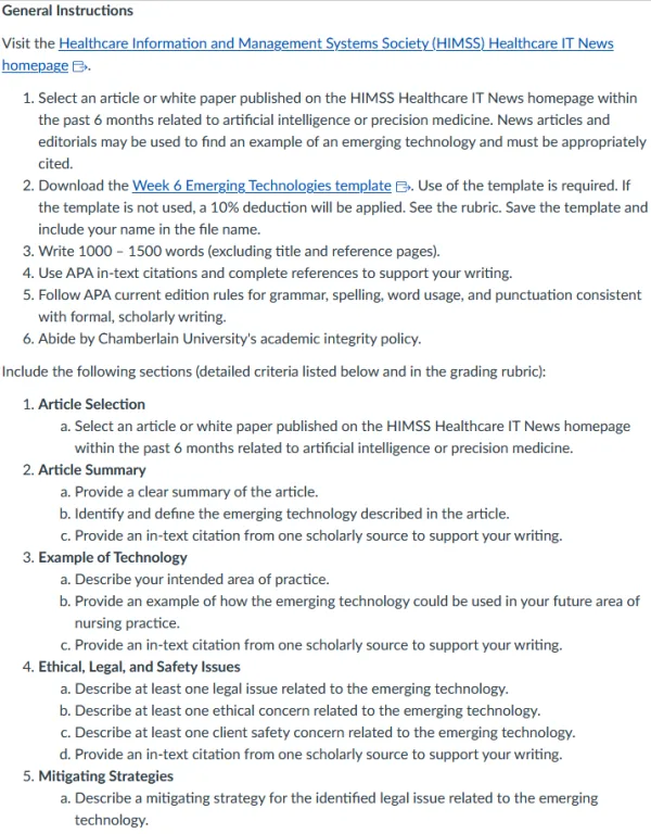 NR583NP Week 6 Assignment Emerging Technologies Paper