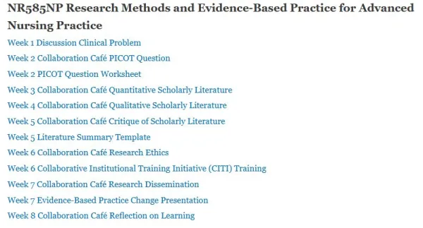 NR585NP Research Methods and Evidence-Based Practice for Advanced Nursing Practice