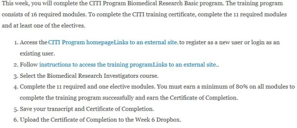 NR585NP Week 6 Collaborative Institutional Training Initiative (CITI) Training