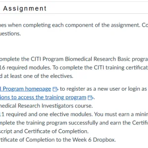 NR585NP Week 6 Collaborative Institutional Training Initiative (CITI) Training