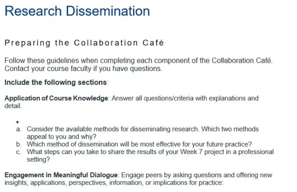 NR585NP Week 7 Collaboration Café Research Dissemination