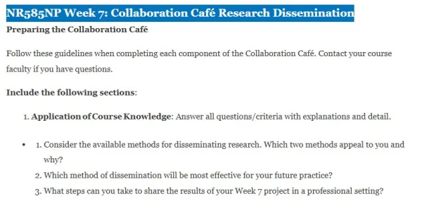 NR585NP Week 7: Collaboration Café Research Dissemination