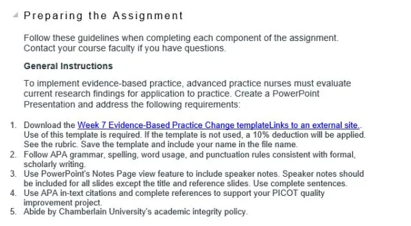 NR585NP Week 7 Evidence-Based Practice Change Presentation
