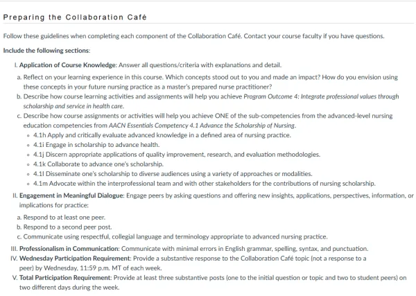 NR585NP Week 8 Collaboration Café Reflection on Learning