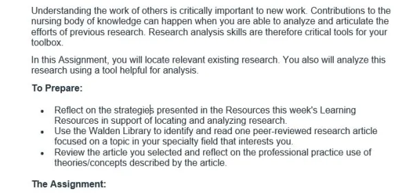 NURS 6002 Week 3 Assignment Academic Success and Professional Development Plan Part 3 Research Analysis