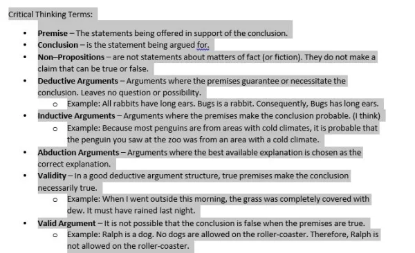 D265 Critical Thinking Reason and Evidence
