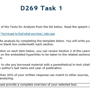D269 Composition Writing with a Strategy Task 1 