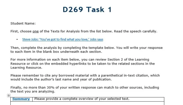 D269 Composition Writing with a Strategy Task 1 
