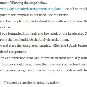 NR447 Week 2 Assignment Leadership Style Analysis