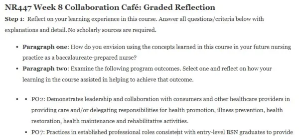 NR447 Week 8 Collaboration Café Graded Reflection