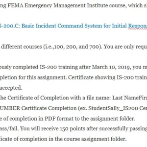 NR717 Week 4 Assignment FEMA Emergency Management Course
